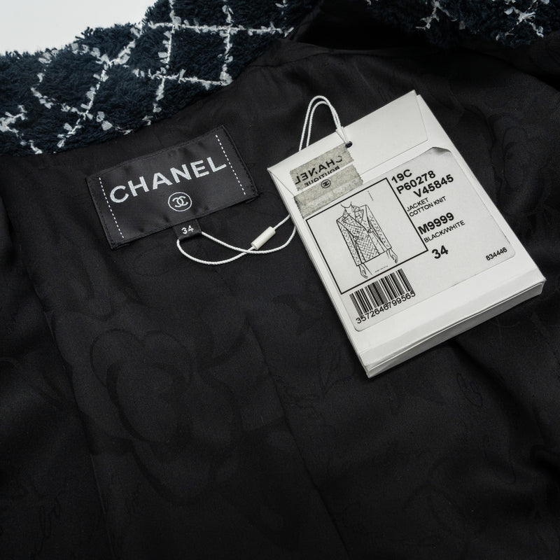 Chanel 19C Size 34 Jacket Cotton Knit Black/White