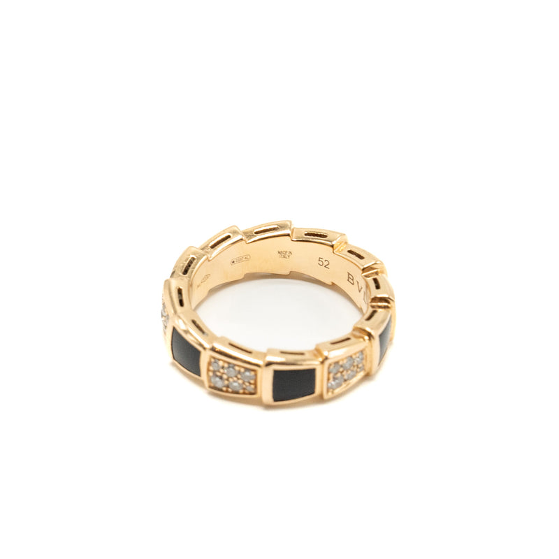 Bvlgari Serpenti size 52 Viper Ring 18K rose gold / onyx / diamonds