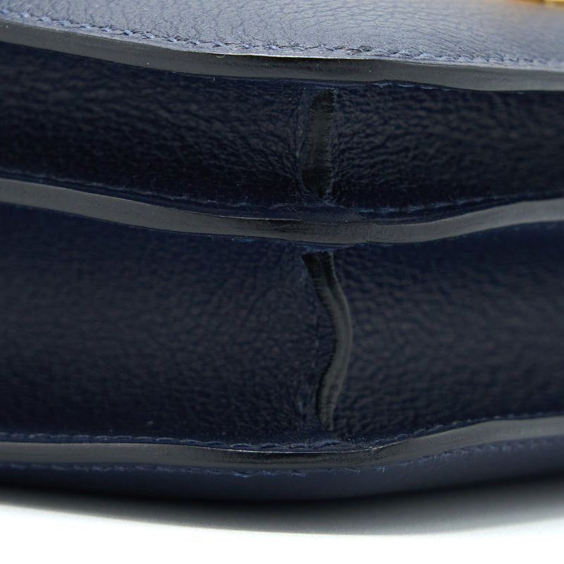 Hermes Mini Constance Evercolour Blue Nuit GHW Stamp D