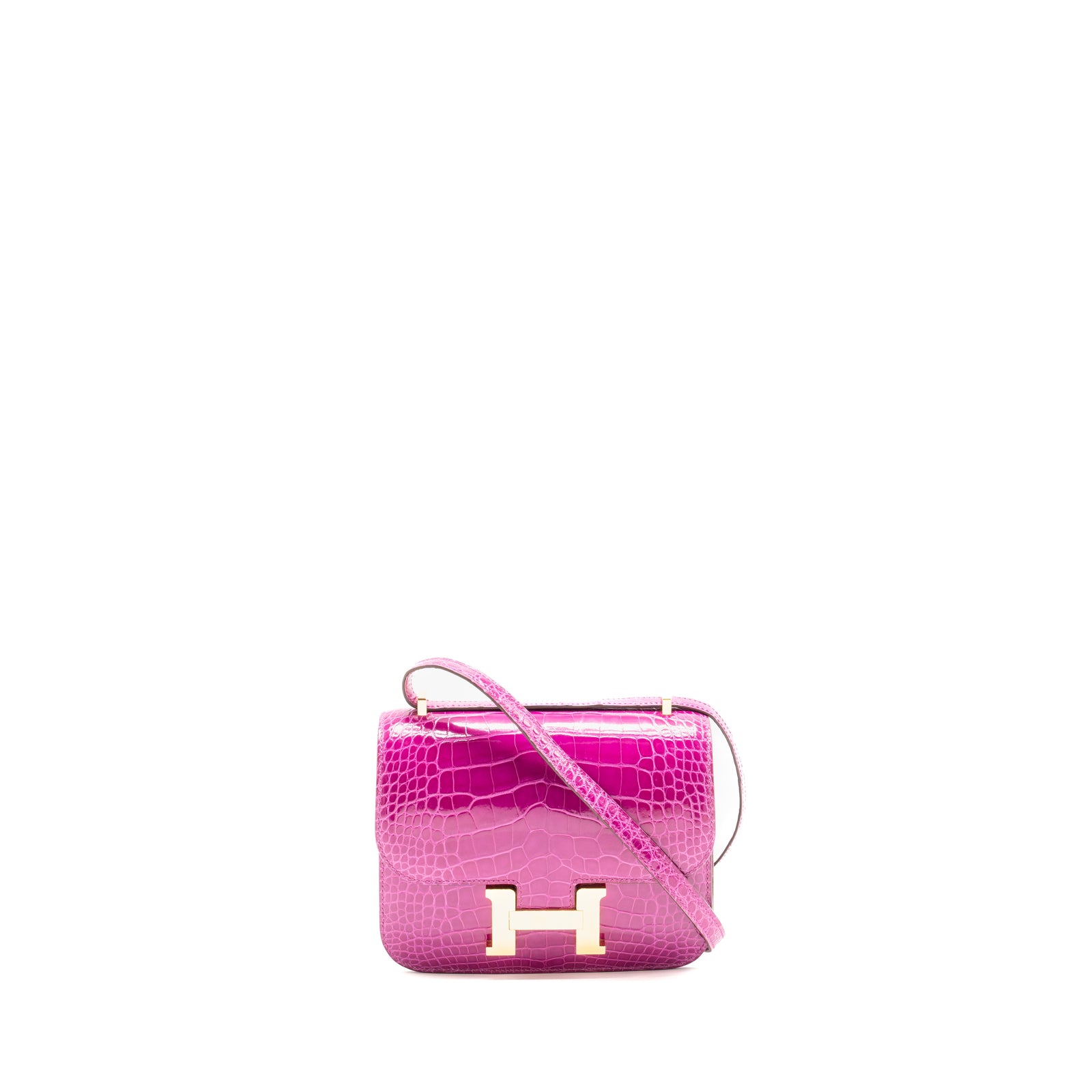 Hermes Mini Constance shiny alligator missippiens J5 Rose Sheheraradez