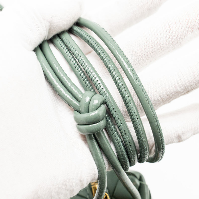 Bottega Veneta Mini Loop Bag Metal Knots Calfskin Green GHW
