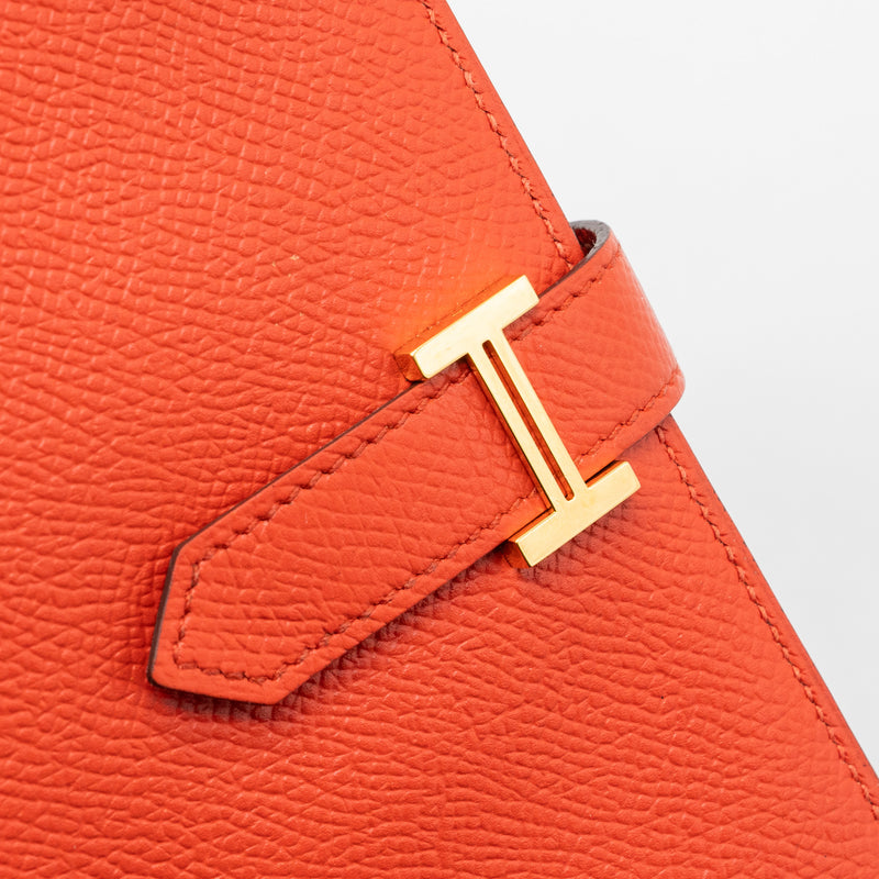 Hermes Bearn Long Wallet Epsom Capucine/ Rouge H GHW Stamp C