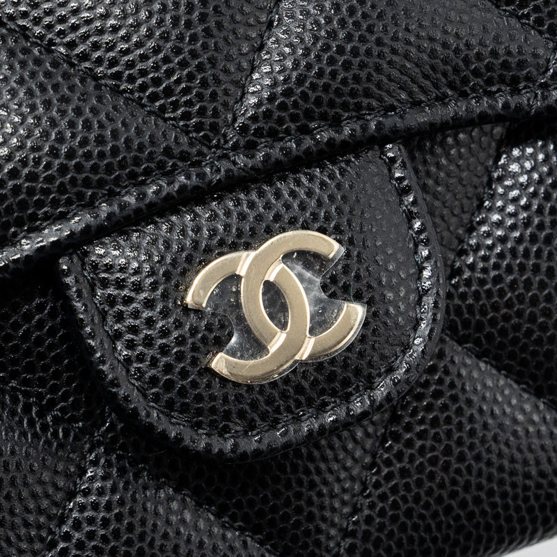 Chanel Card Holder With Chain Caviar Black LGHW
