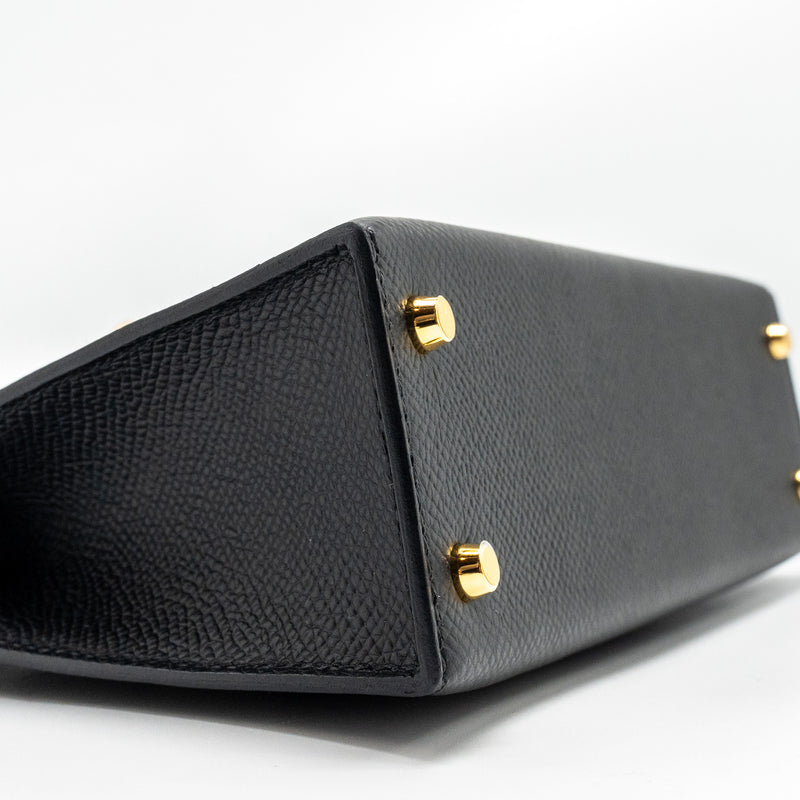 Hermes Mini Kelly II Epsom Black GHW Stamp B