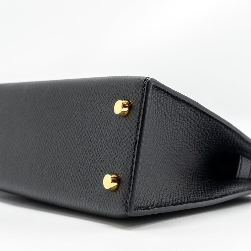 Hermes Mini Kelly II Epsom Black GHW Stamp B