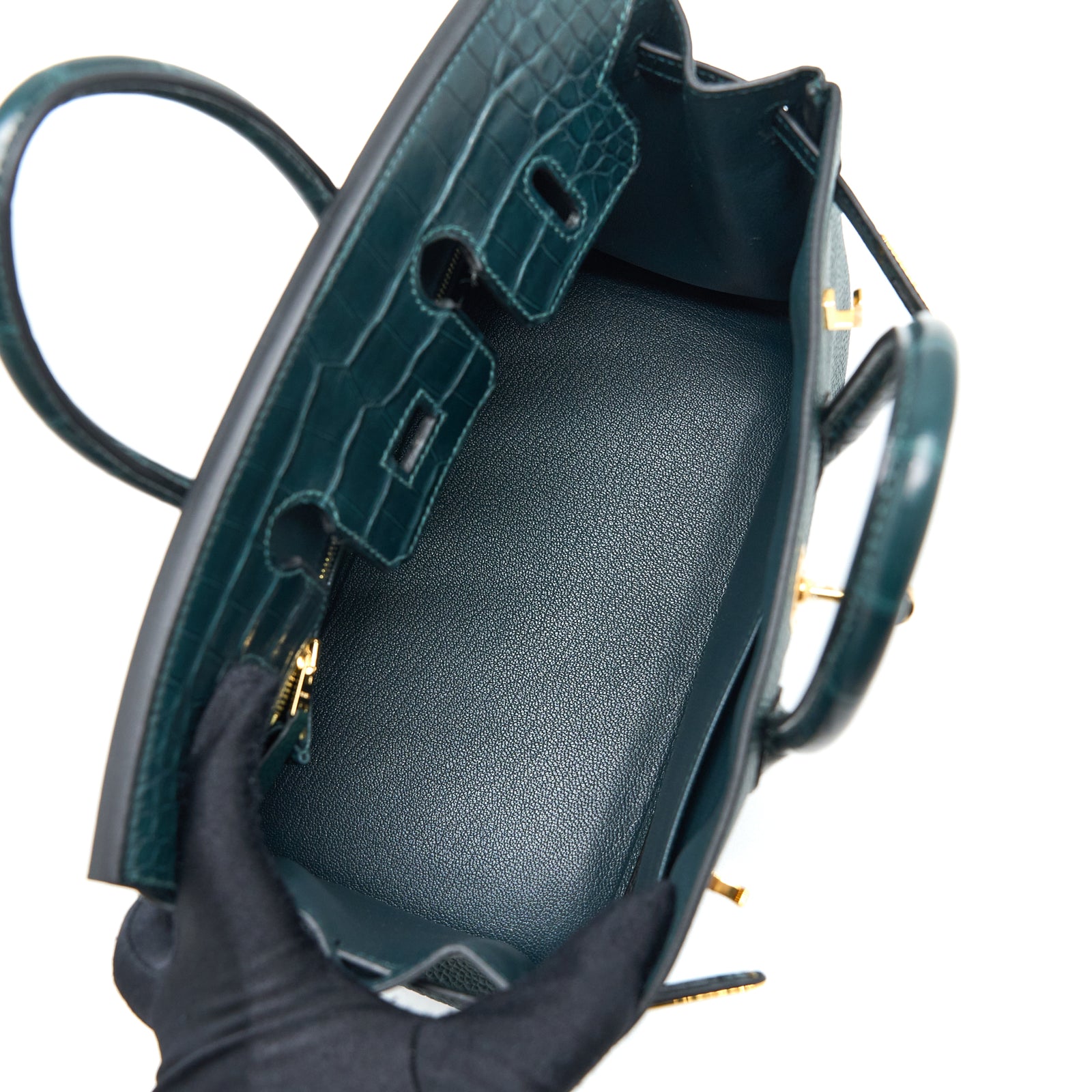 Herme Birkin 25 Touch Togo/Alligator Mississippiensis Vert Cypres GHW