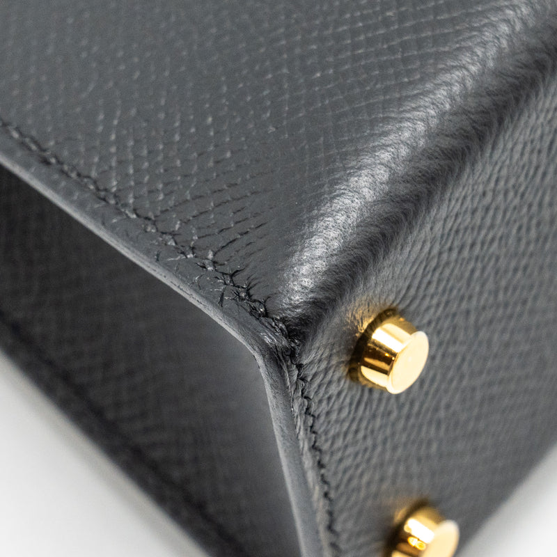 Hermes Mini Kelly II Epsom Black GHW Stamp B