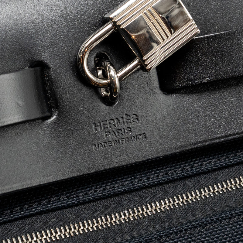 Hermes Herbag 31 Zip Bag canvas / hunter leather black SHW stamp C