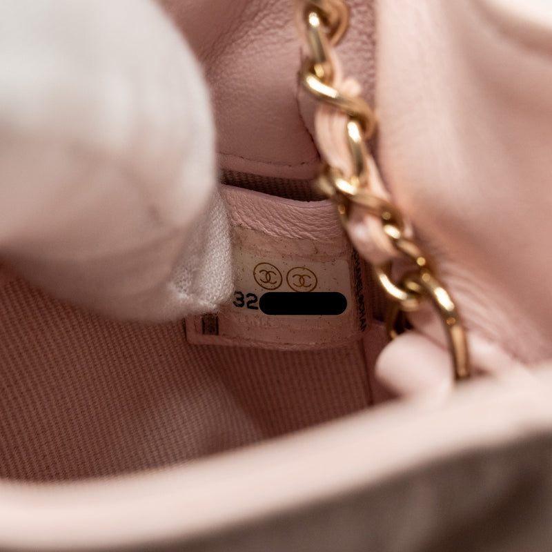 Chanel Mini Drawstring Bucket Bag Lambskin Pink LGHW