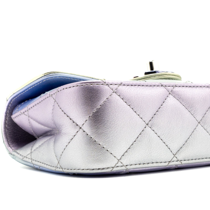 Chanel Clutch Calfskin Iridescent Multicolour with Multicolour and Silver Hardware (Microchip)