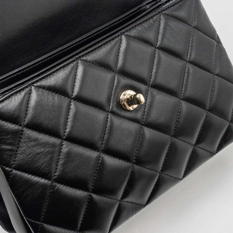 Chanel trendy CC flap bag with top handle lambskin black LGHW (microchip)