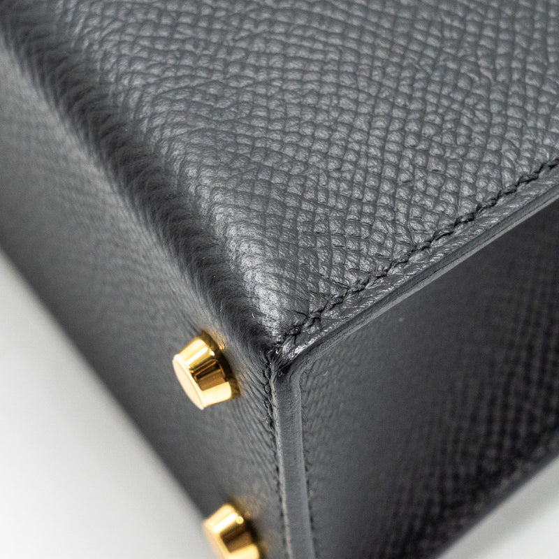 Hermes Mini Kelly II Epsom Black GHW Stamp B
