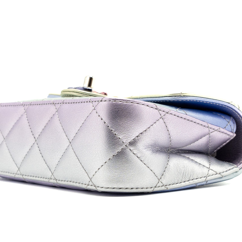 Chanel Clutch Calfskin Iridescent Multicolour with Multicolour and Silver Hardware (Microchip)