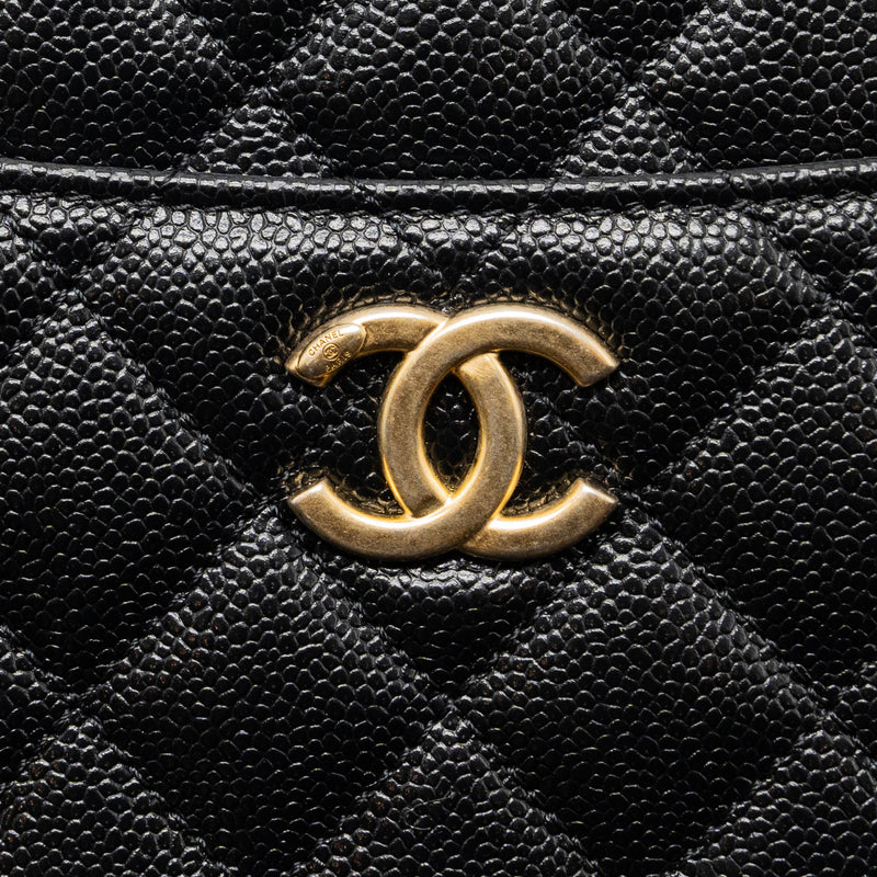 Chanel 22S Letter Top Handle Small Vanity Case Caviar Black Brushed GHW (Microchip)