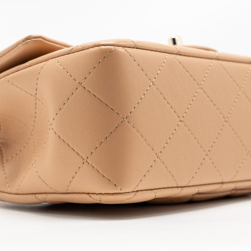 Chanel Top Handle Mini Rectangular Lambskin Beige LGHW (Microchip)