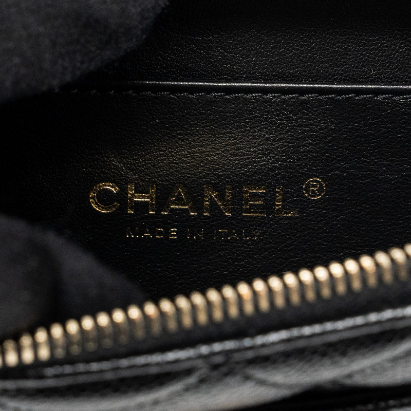 Chanel 22S Letter Top Handle Small Vanity Case Caviar Black Brushed GHW (Microchip)