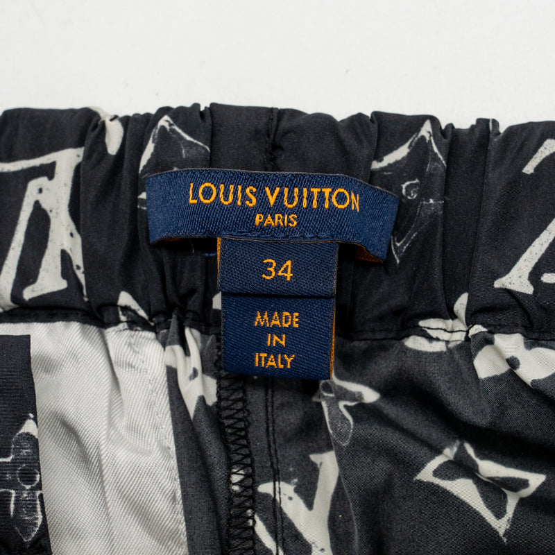 Louis Vuitton size 34 stencil-effect Monogram jogging pants Black/White Polyamide