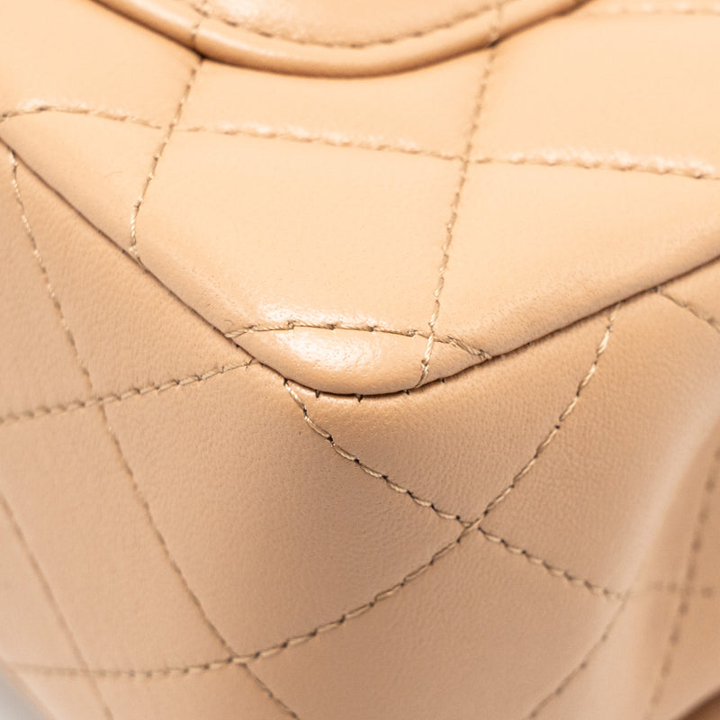 Chanel Top Handle Mini Rectangular Lambskin Beige LGHW (Microchip)