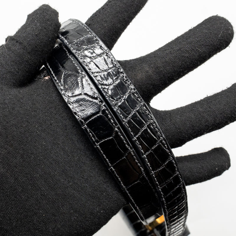 Hermes vintage Constance 24 shiny alligator dark blue GHW stamp circle Y