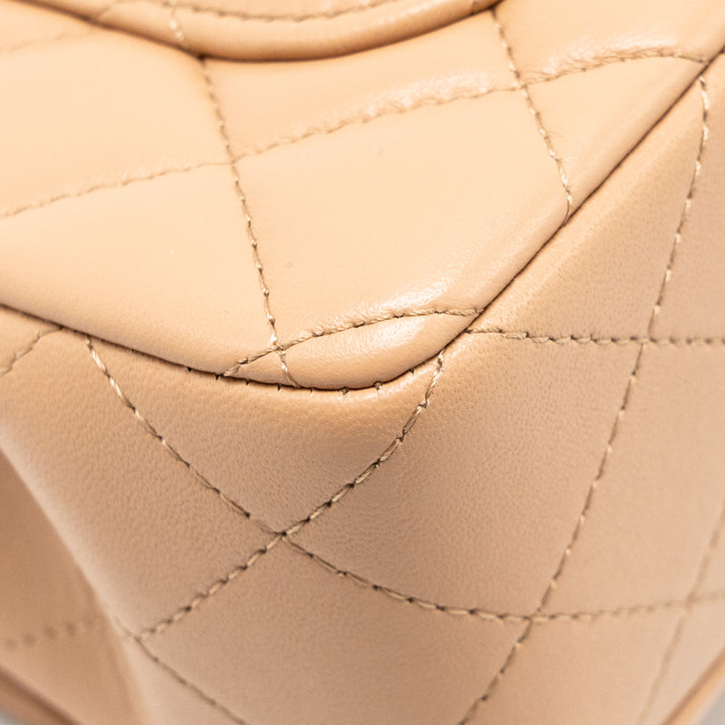 Chanel Top Handle Mini Rectangular Lambskin Beige LGHW (Microchip)