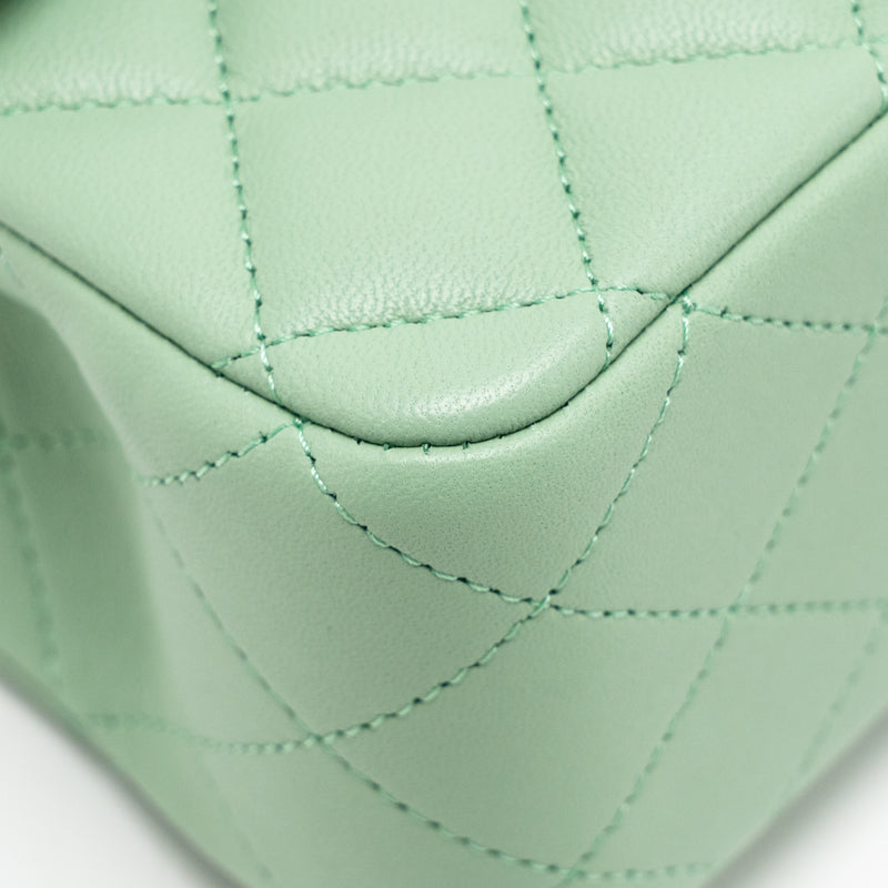 Chanel 23P Top Handle Mini Rectangular Lambskin Light Green LGHW (Microchip)