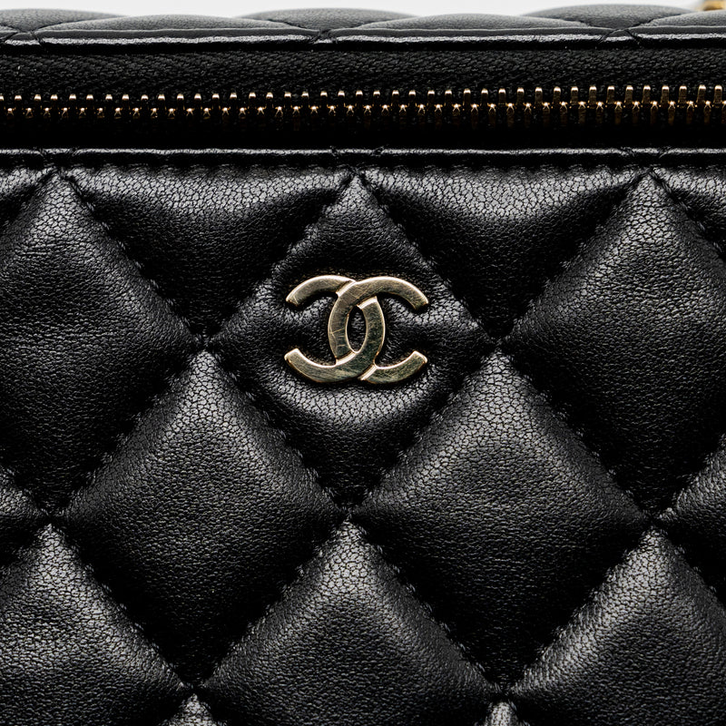 Chanel Long Vanity With Chain Lambskin Black LGHW (Microchip)