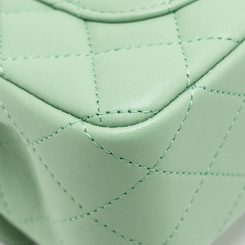 Chanel 23P Top Handle Mini Rectangular Lambskin Light Green LGHW (Microchip)