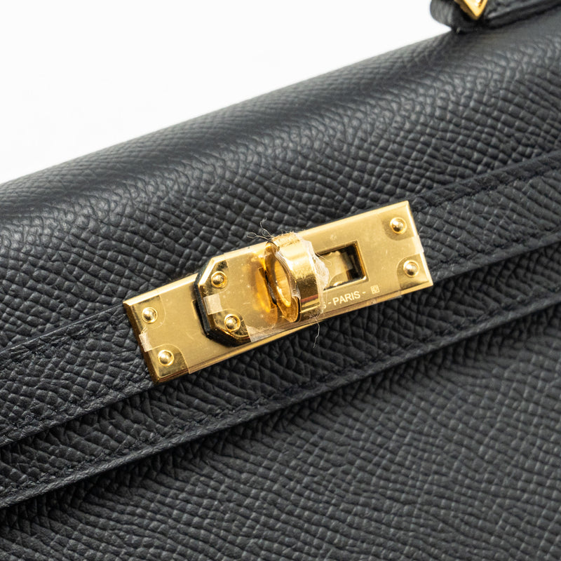 Hermes Mini Kelly II Epsom Black GHW Stamp B