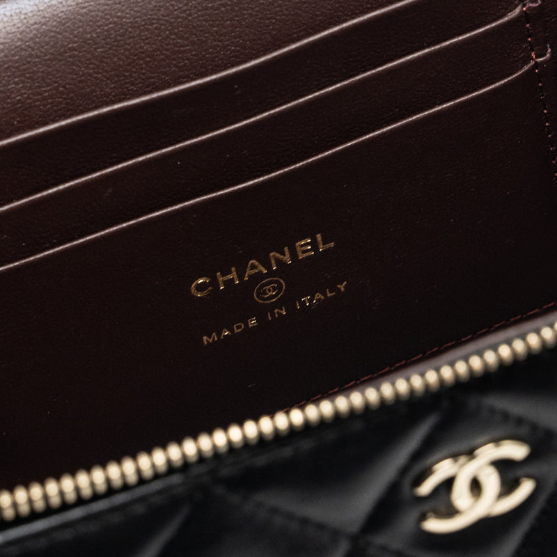 Chanel Long Vanity With Chain Lambskin Black LGHW (Microchip)