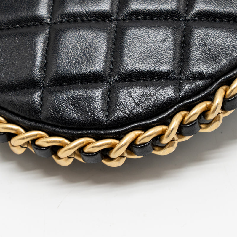 Chanel Large Quilted Hobo Bag Shiny Crumpled Lambskin Black GHW (Microchip)
