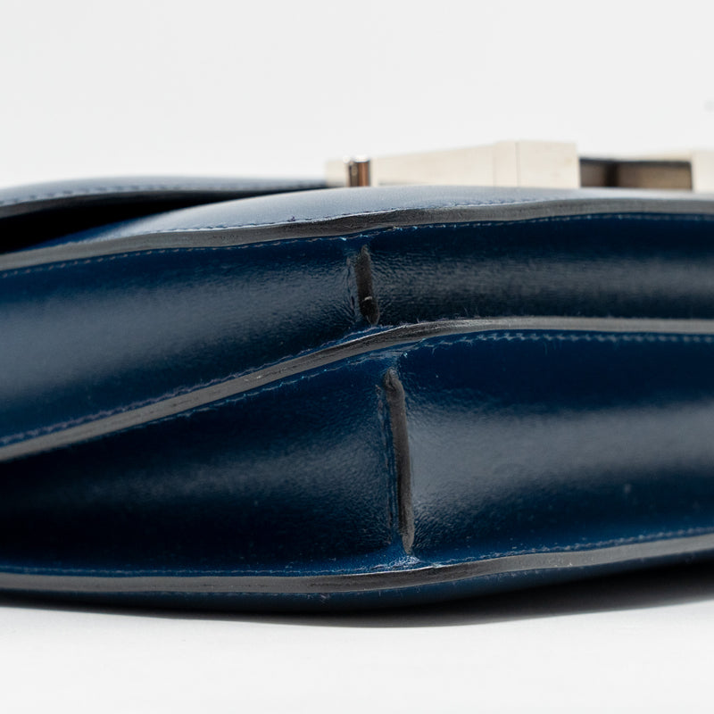 Hermes Mini Constance box leather blue de peruses SHW stamp D