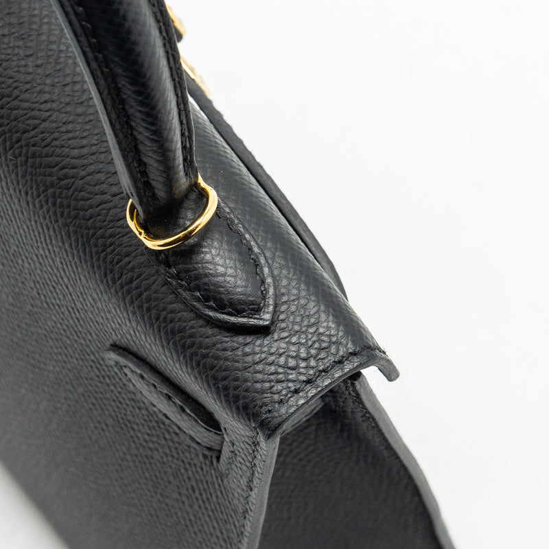 Hermes Mini Kelly II Epsom Black GHW Stamp B