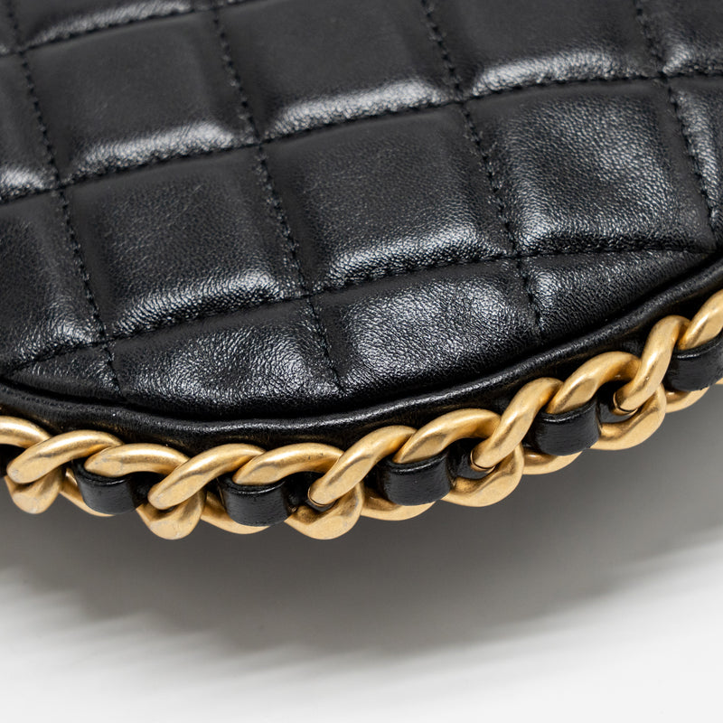 Chanel Large Quilted Hobo Bag Shiny Crumpled Lambskin Black GHW (Microchip)
