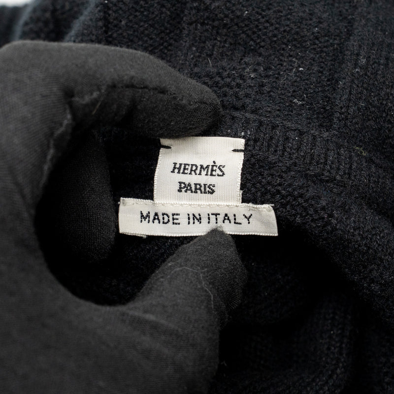 Hermes Size 34 'H' Long-Sleeve Hooded Sweater Wool Black