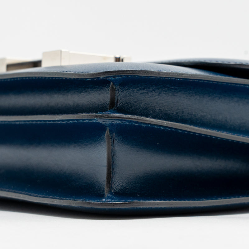 Hermes Mini Constance box leather blue de peruses SHW stamp D