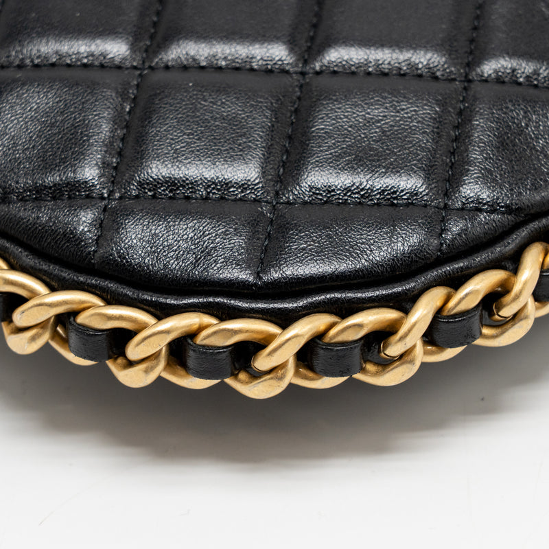 Chanel Large Quilted Hobo Bag Shiny Crumpled Lambskin Black GHW (Microchip)