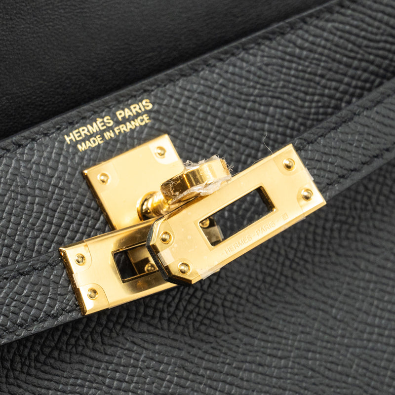 Hermes Mini Kelly II Epsom Black GHW Stamp B
