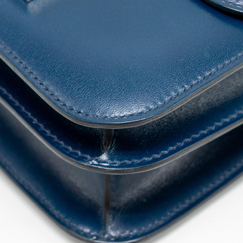 Hermes Mini Constance box leather blue de peruses SHW stamp D