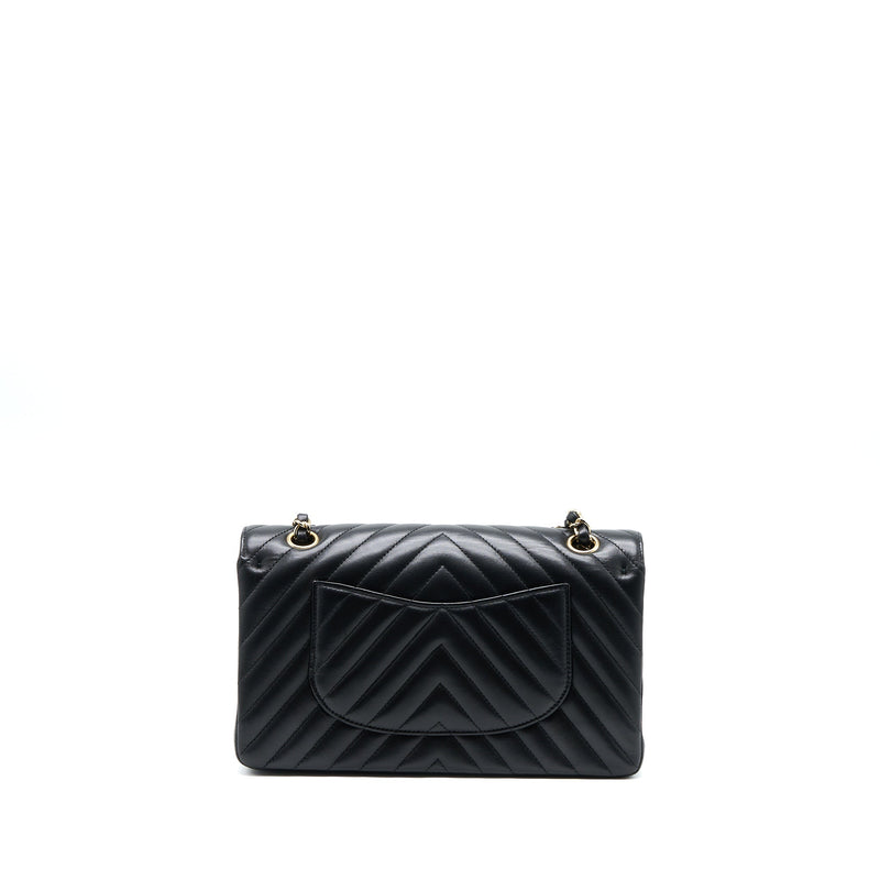 Chanel Medium Chevron Classic Double Flap Lambskin Black LGHW