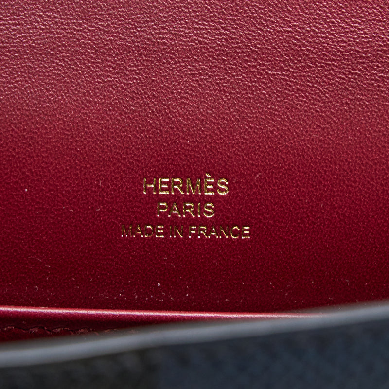 Hermes Mini Kelly Epsom Blue Indigo/Black/Rouge Grenat GHW Stamp Z