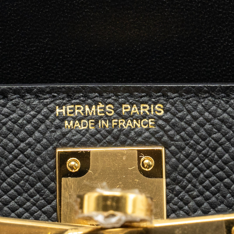 Hermes Mini Kelly II Epsom Black GHW Stamp B