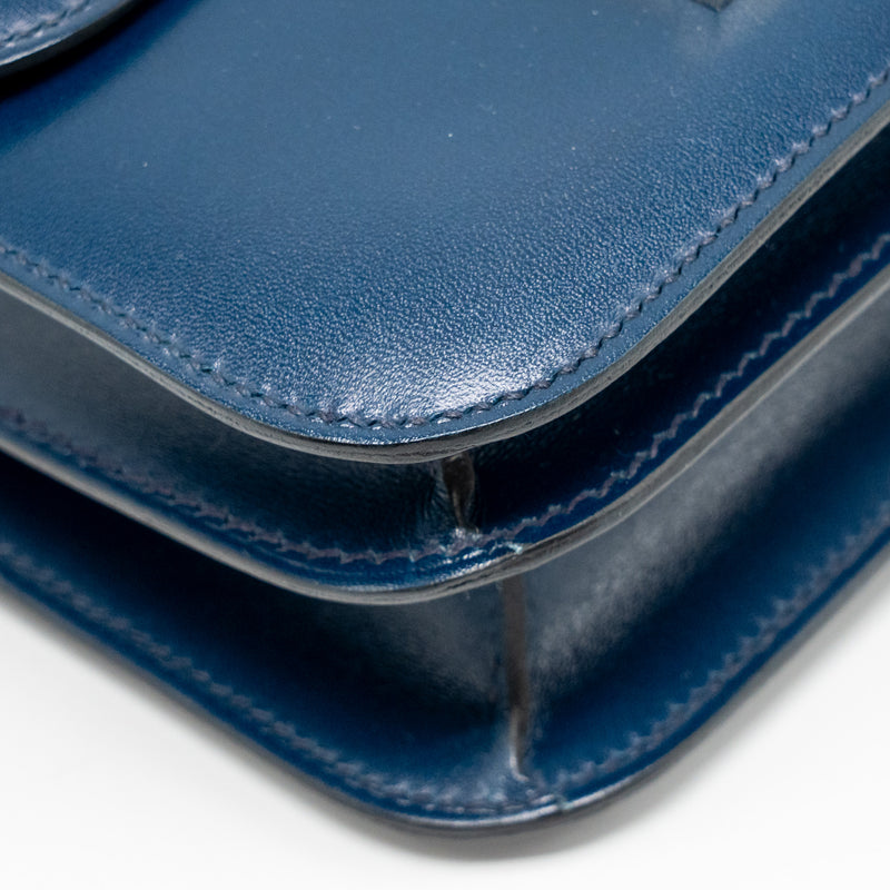 Hermes Mini Constance box leather blue de peruses SHW stamp D