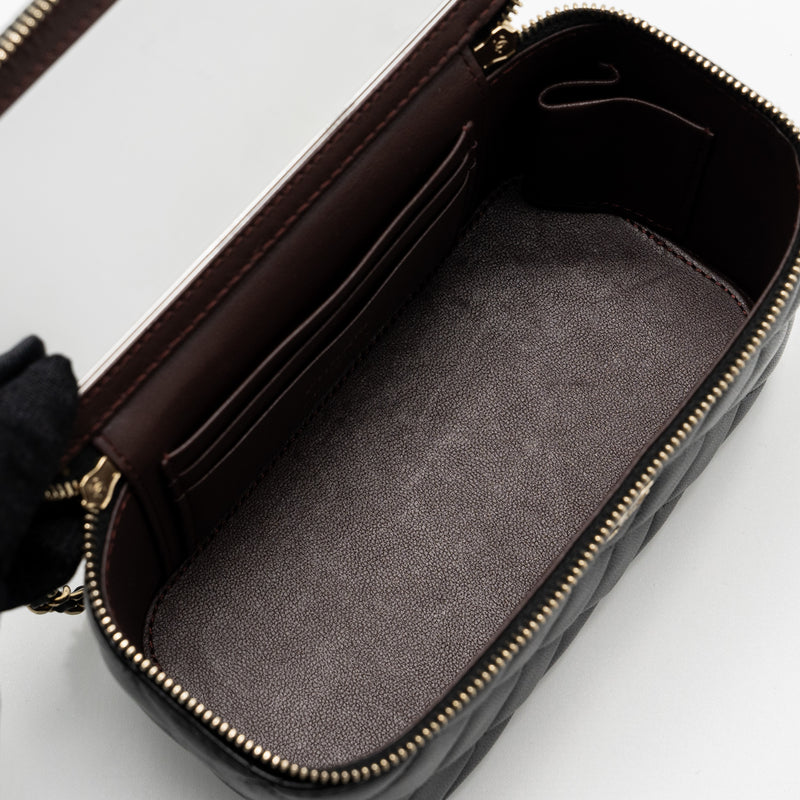 Chanel Long Vanity With Chain Lambskin Black LGHW (Microchip)