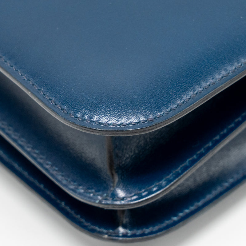 Hermes Mini Constance box leather blue de peruses SHW stamp D