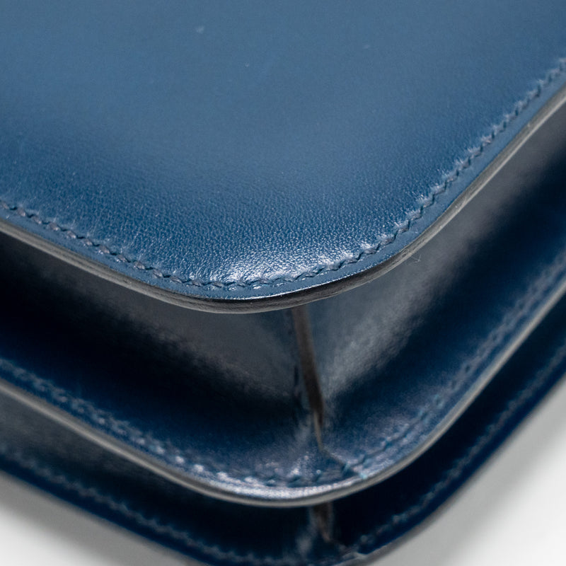 Hermes Mini Constance box leather blue de peruses SHW stamp D
