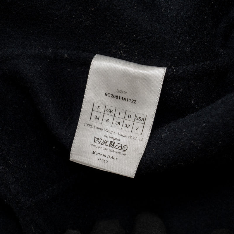 Dior Size 34 Long Coat Wool Black