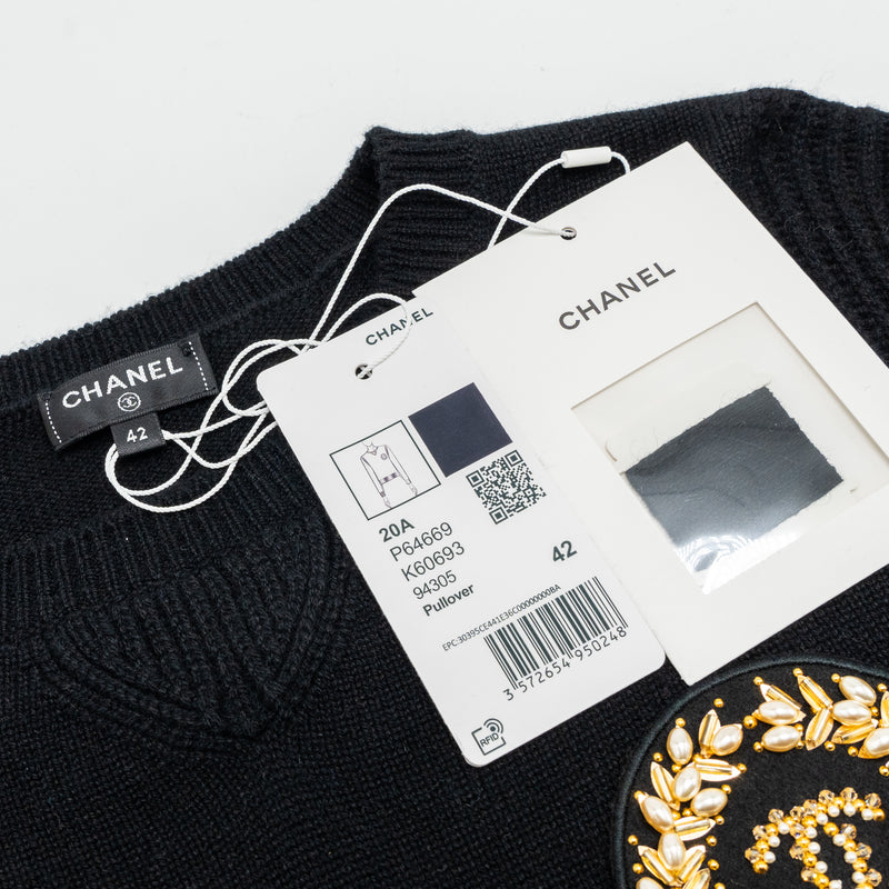 Chanel size 42 20A Pullover sweater / cashmere BLACK