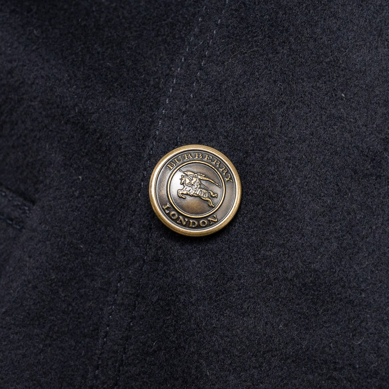 Burberry Size UK12 Detailed Button Trench Coat Virgin Wool/Cashmere Dark Blue
