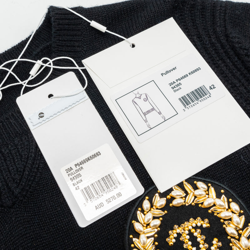 Chanel size 42 20A Pullover sweater / cashmere BLACK