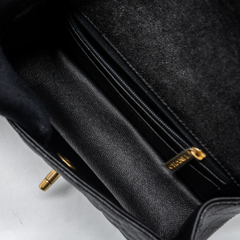 Chanel top handle mini rectangular flap bag caviar black GHW